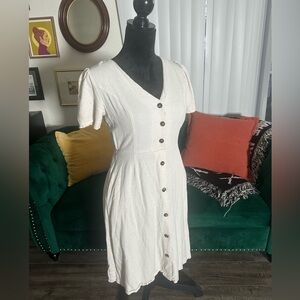 Monteau Cream Button-Front Mini Dress